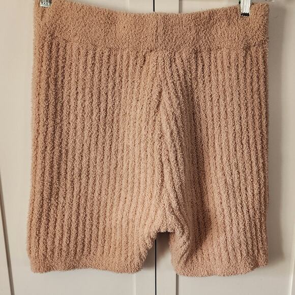 Say What Tan Fuzzy Fleece Lounge Biker Length High Rise Shorts Size Large - Picture 2 of 3